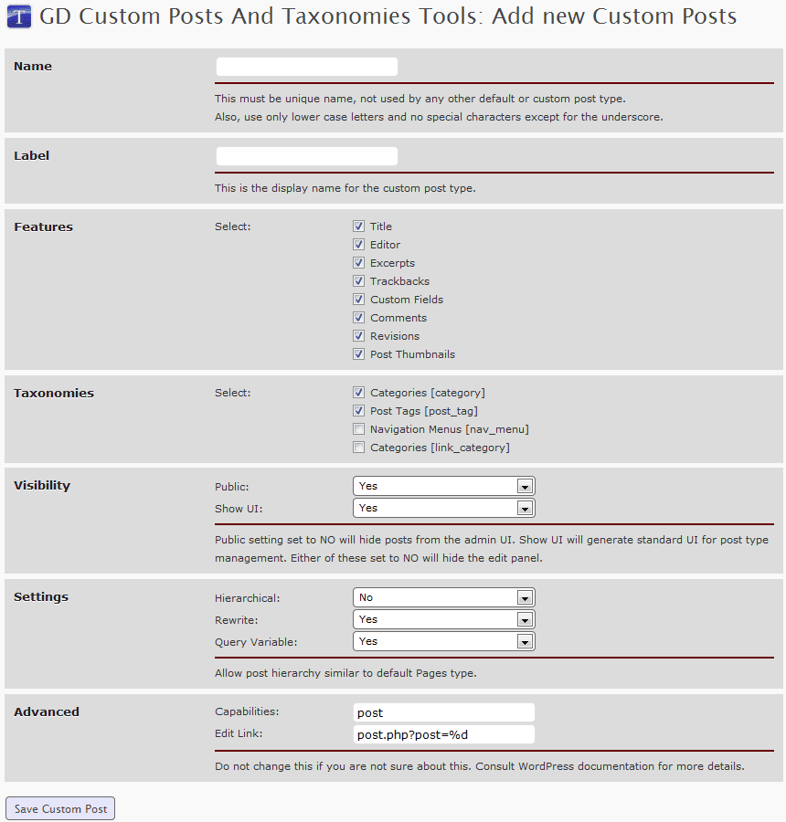 Adding new Custom Post Type Adding new Custom Post Type