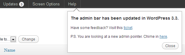 Pointers and Admin Bar Pointers and Admin Bar