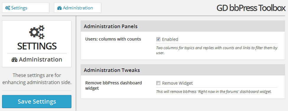 Settings: Administration Panel Settings: Administration Panel
