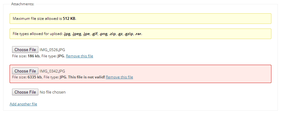 Attachments Validation