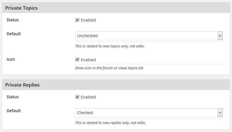 Private Topics and Replies Settings