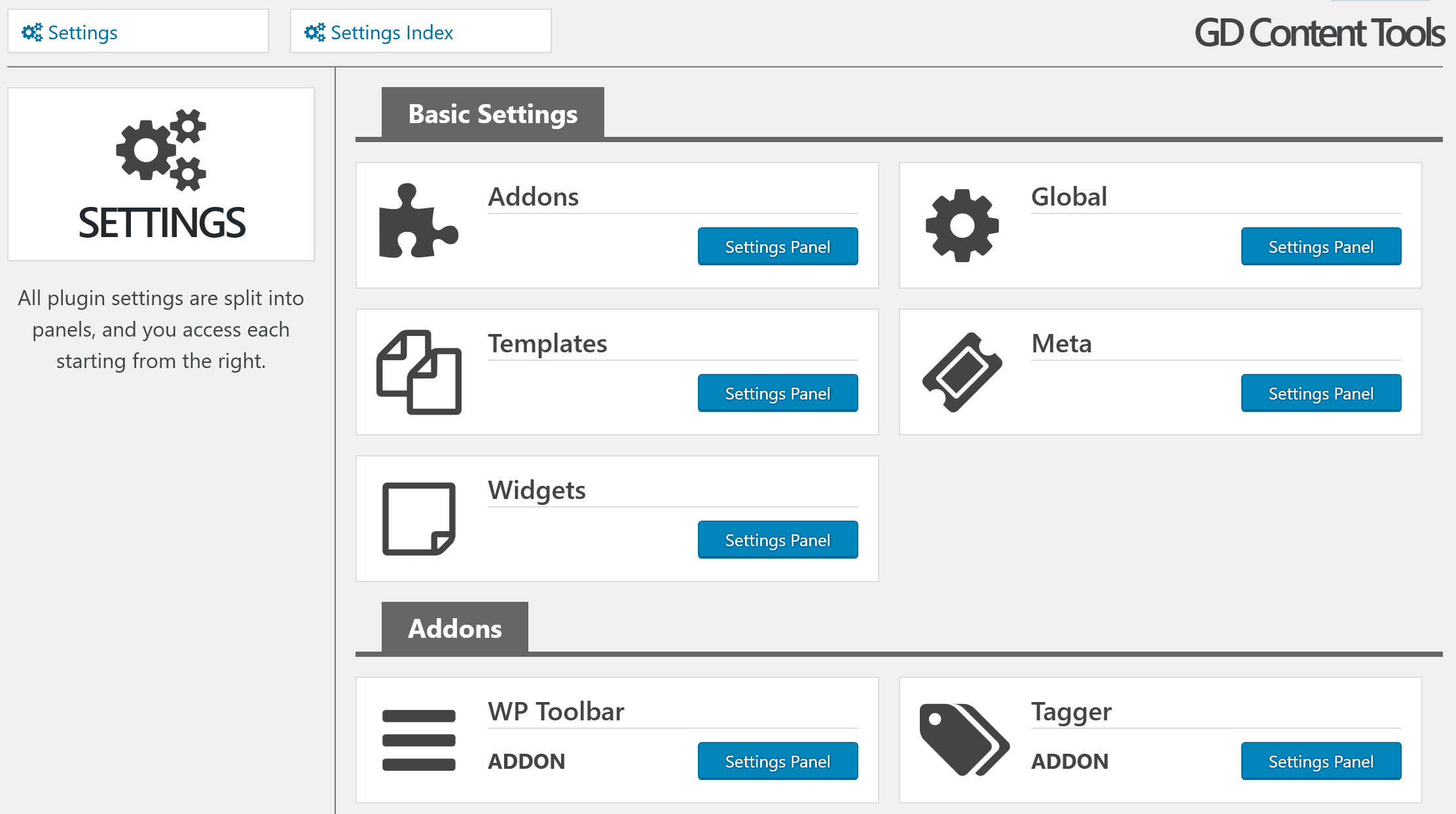 Settings Panel