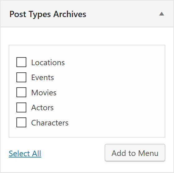 NavMenu Post Type Archives