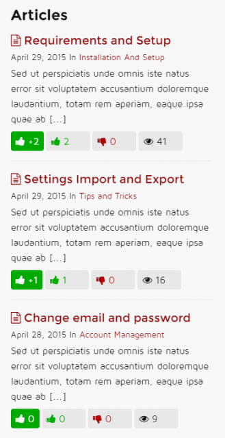 Widget with stats
