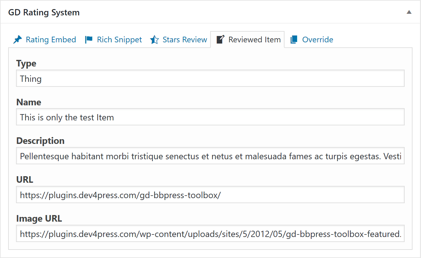 Expanded Metabox