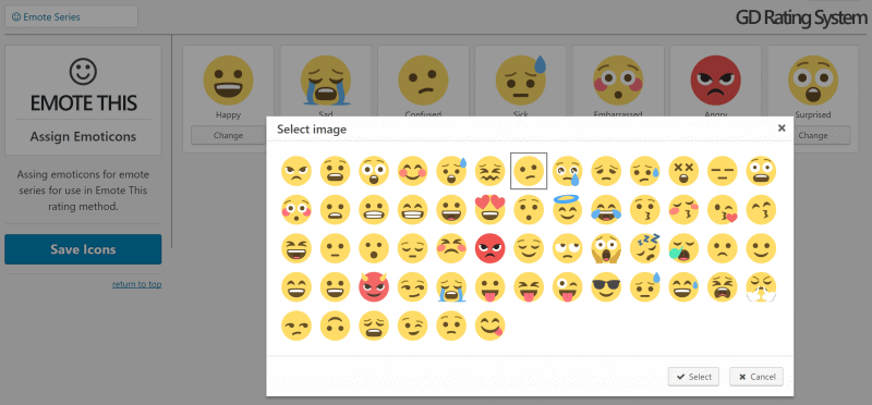 Assign icons to emotions