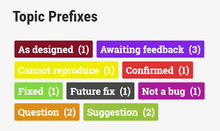 Example Widget with list of prefixes