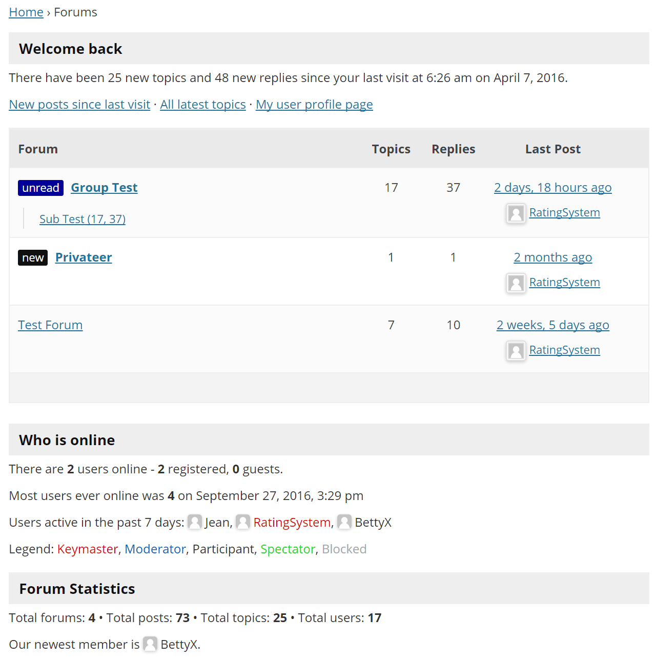 Forum home page updated