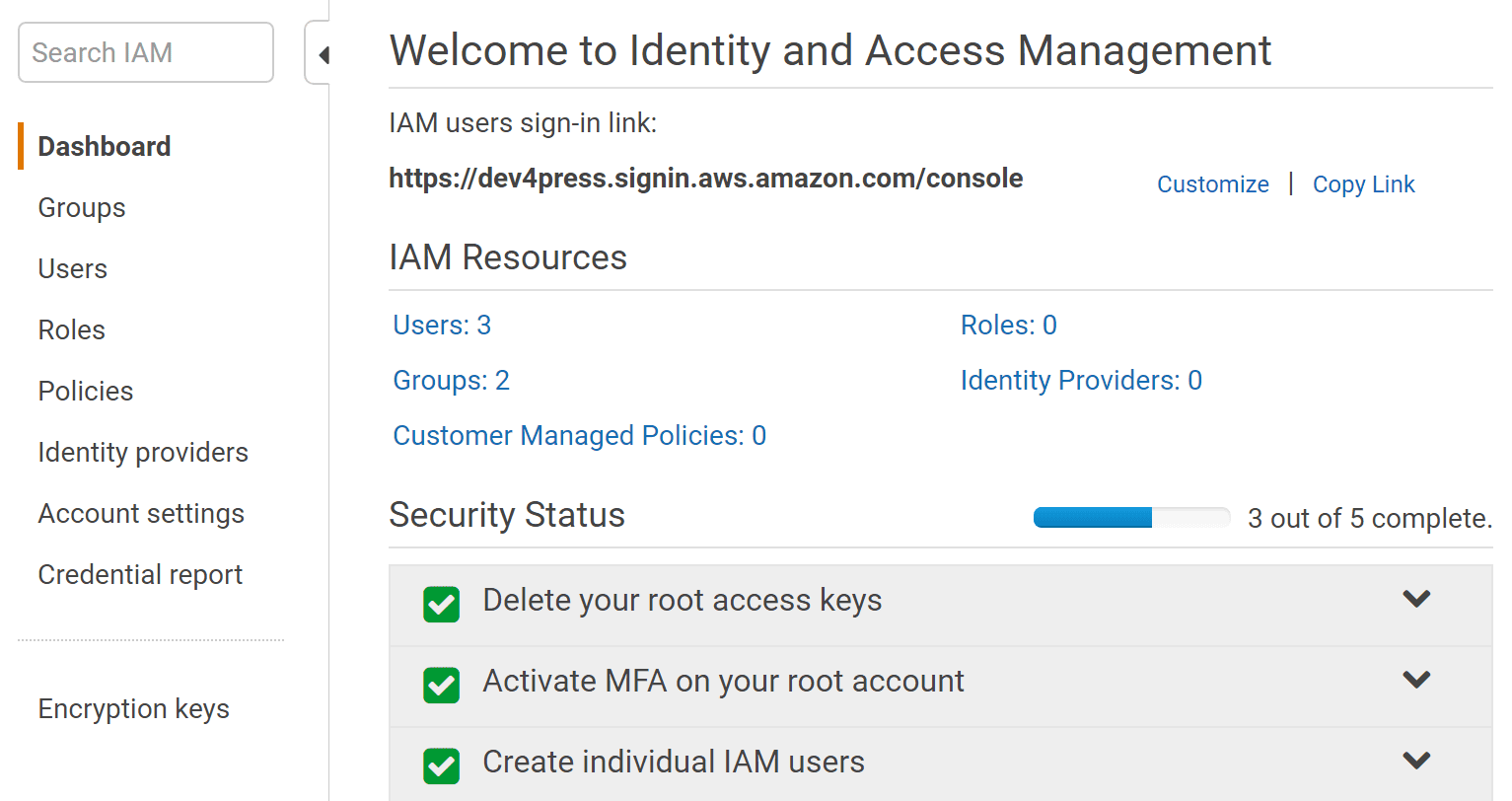 AWS IAM Console
