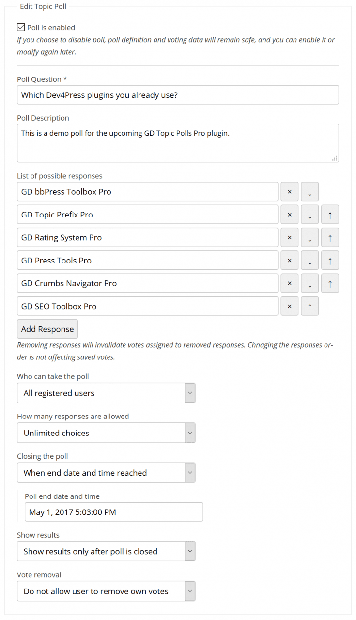 Poll editor
