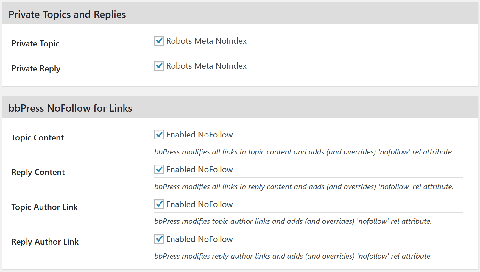 SEO settings for meta tags