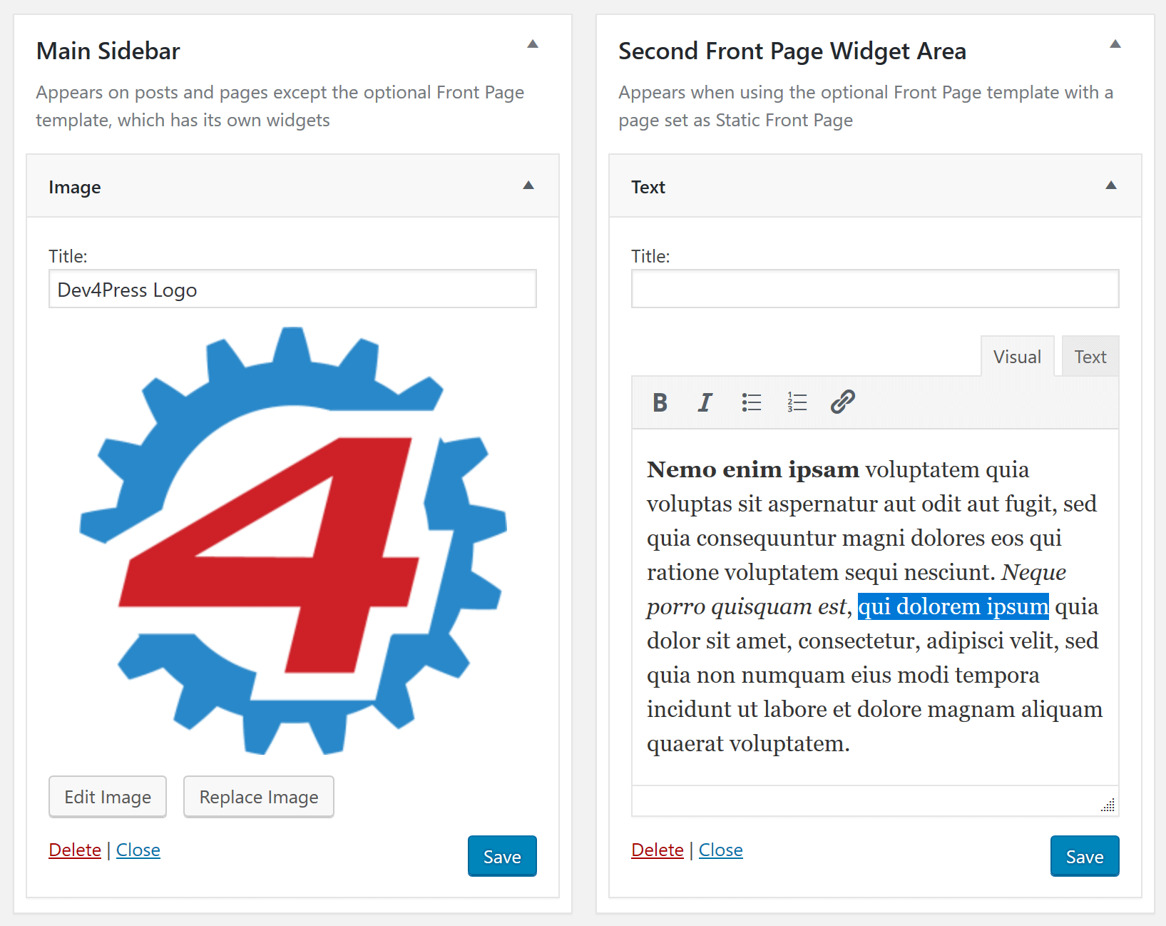 New widgets added