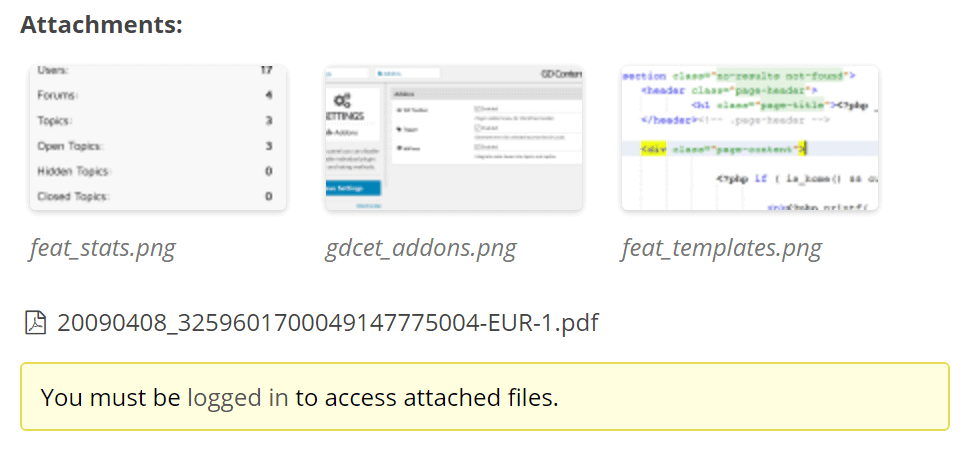 Attachments preview for non-logged-in users