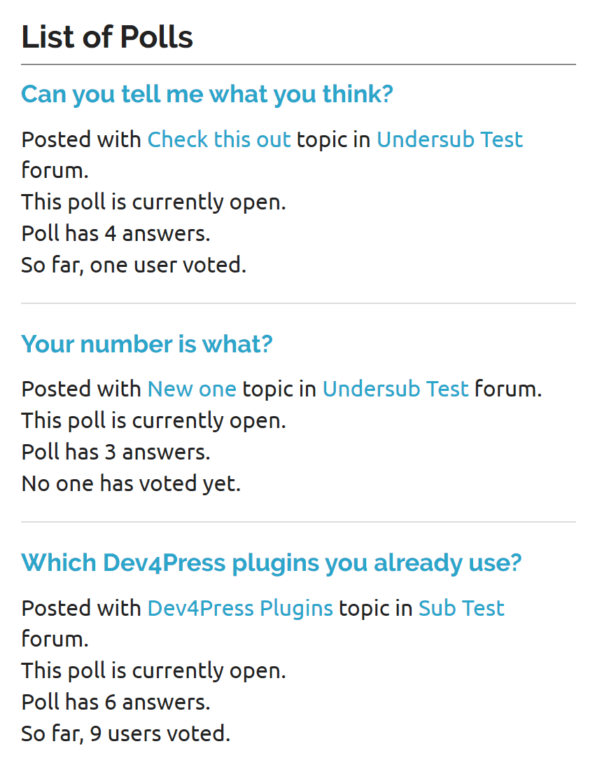 List of polls widget