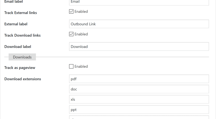 Google Analytics: Events Tracking Settings
