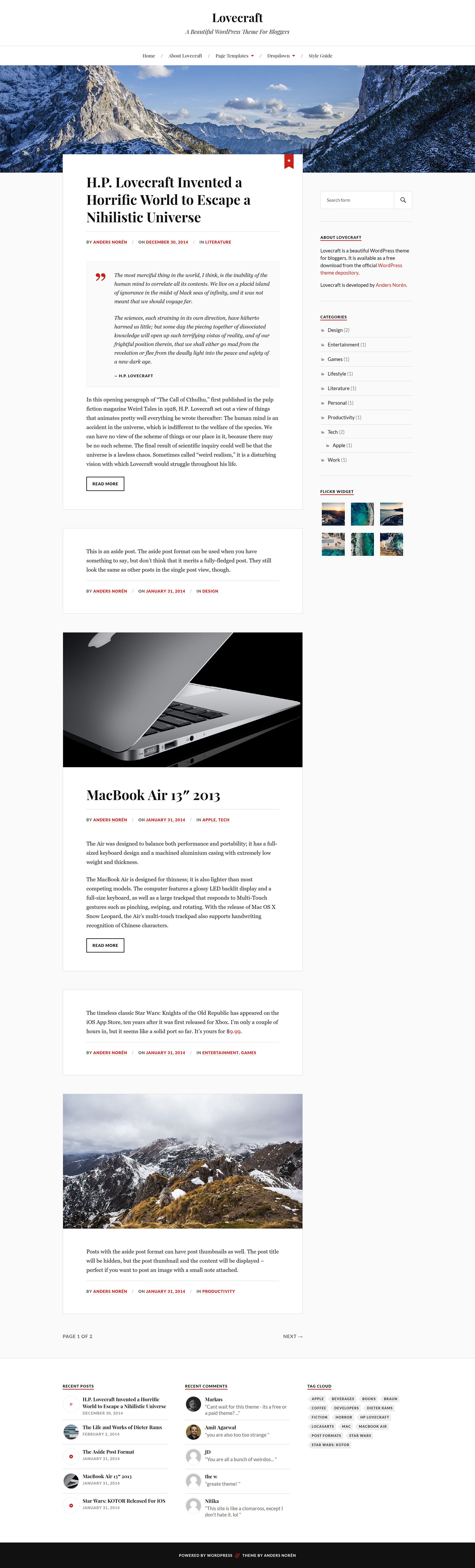 Lovecraft - Website Screenshot