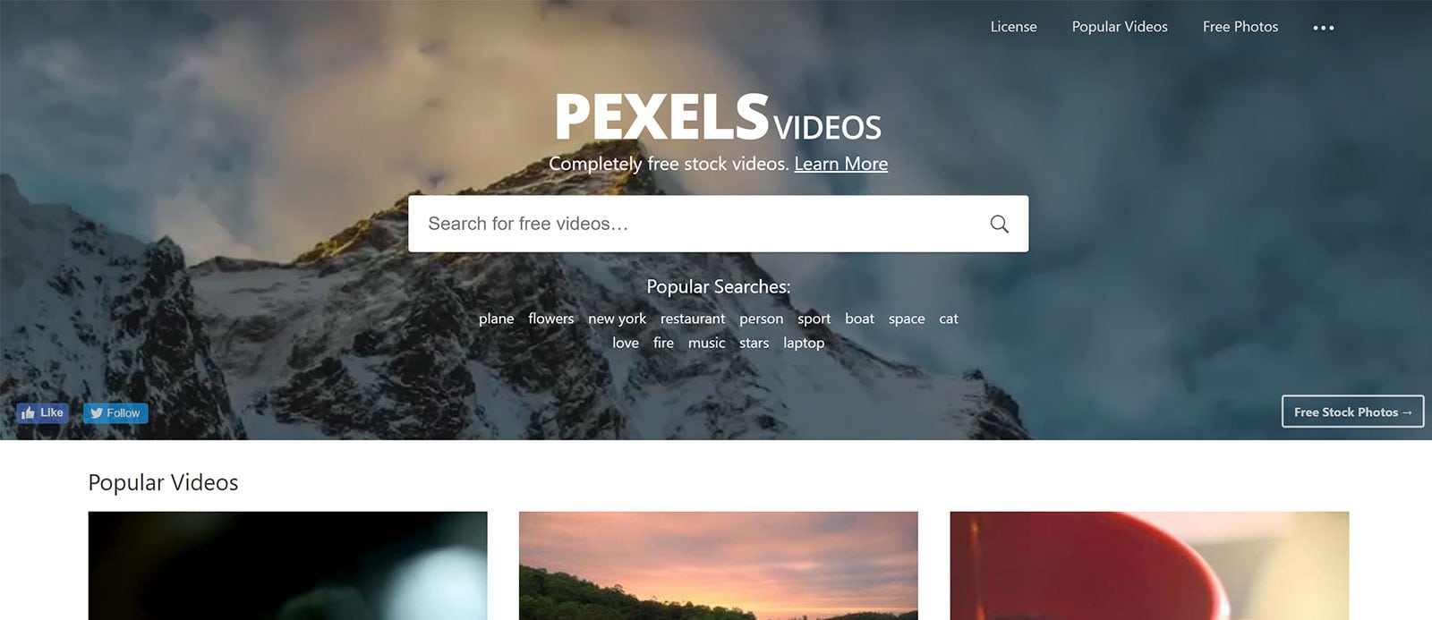 Pexels Videos - Website Screenshot
