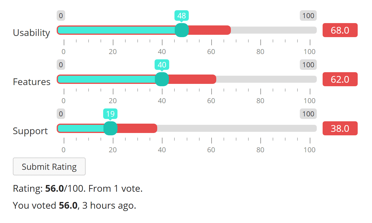 Multi Slider Rating example