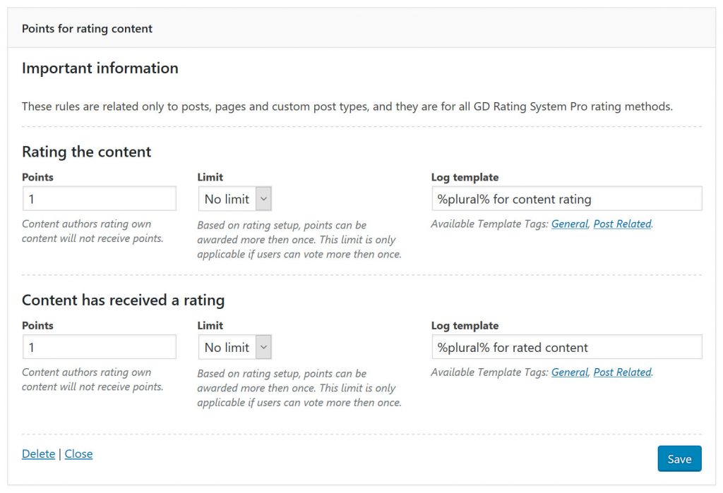 myCRED Hooks for Content rating