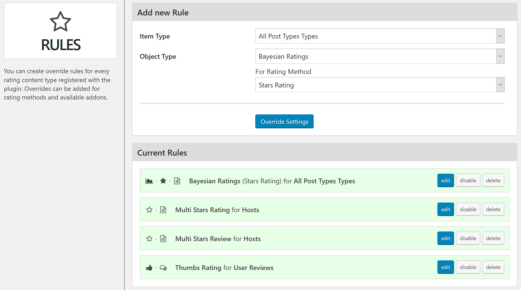Improved Rules panel