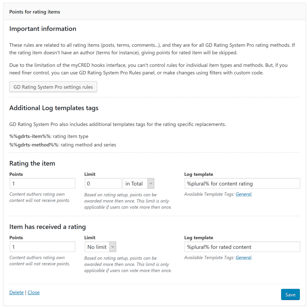 myCRED Hooks Settings