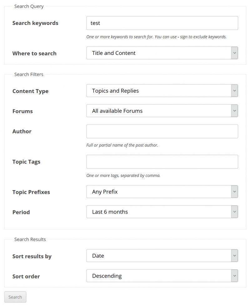 Advanced Search Form