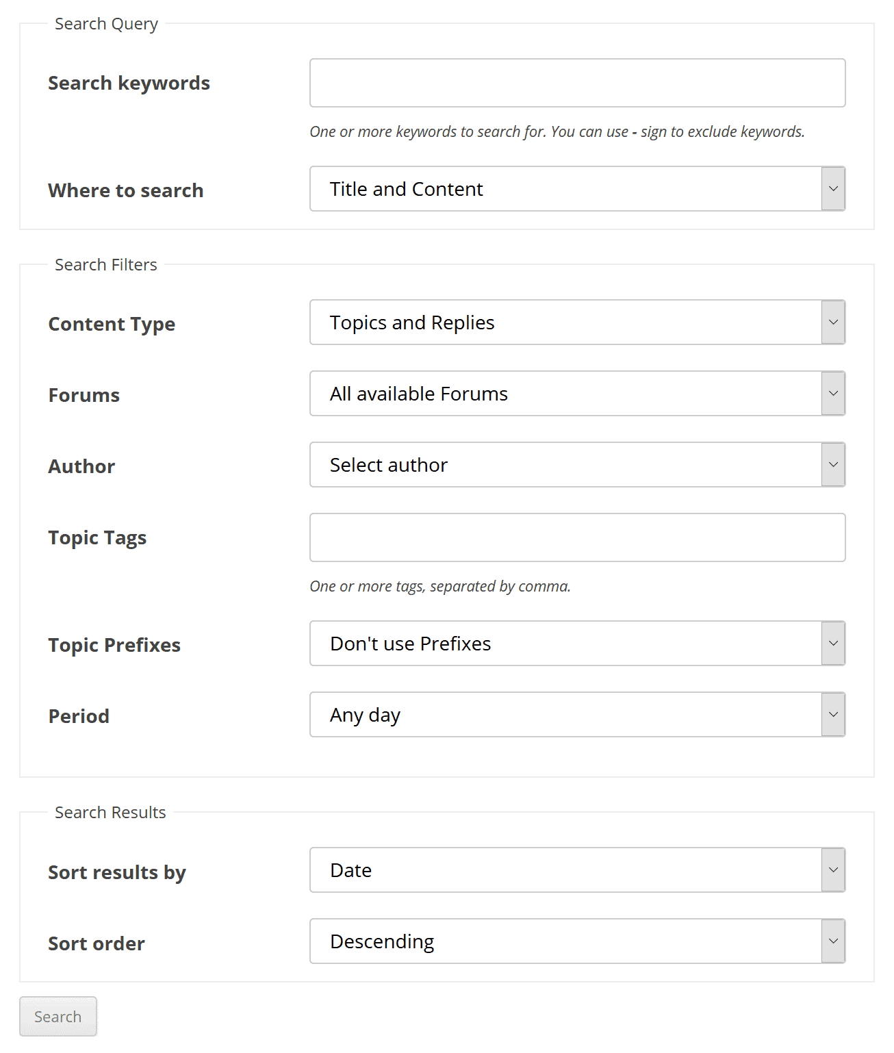 Power Search Form