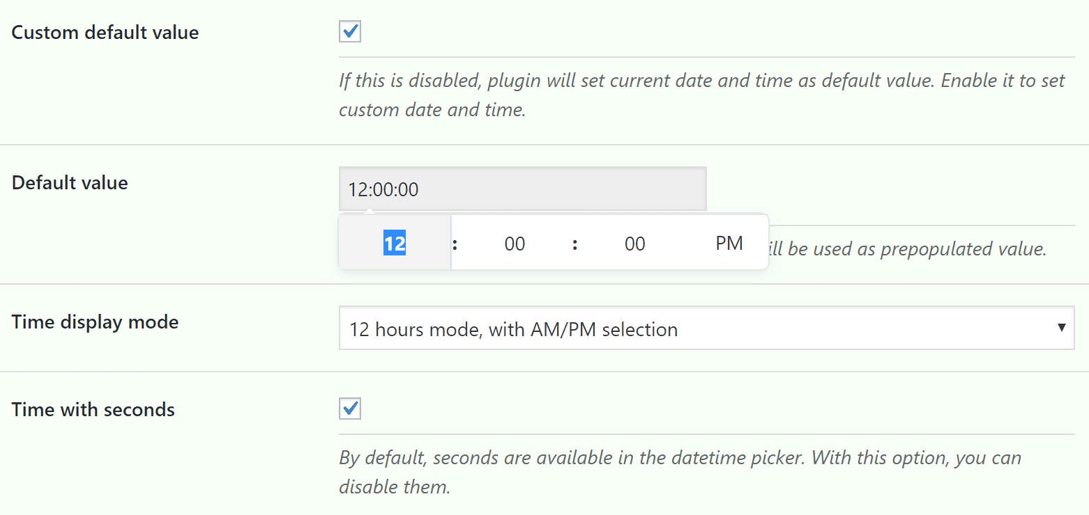 Improved Time Field Settings