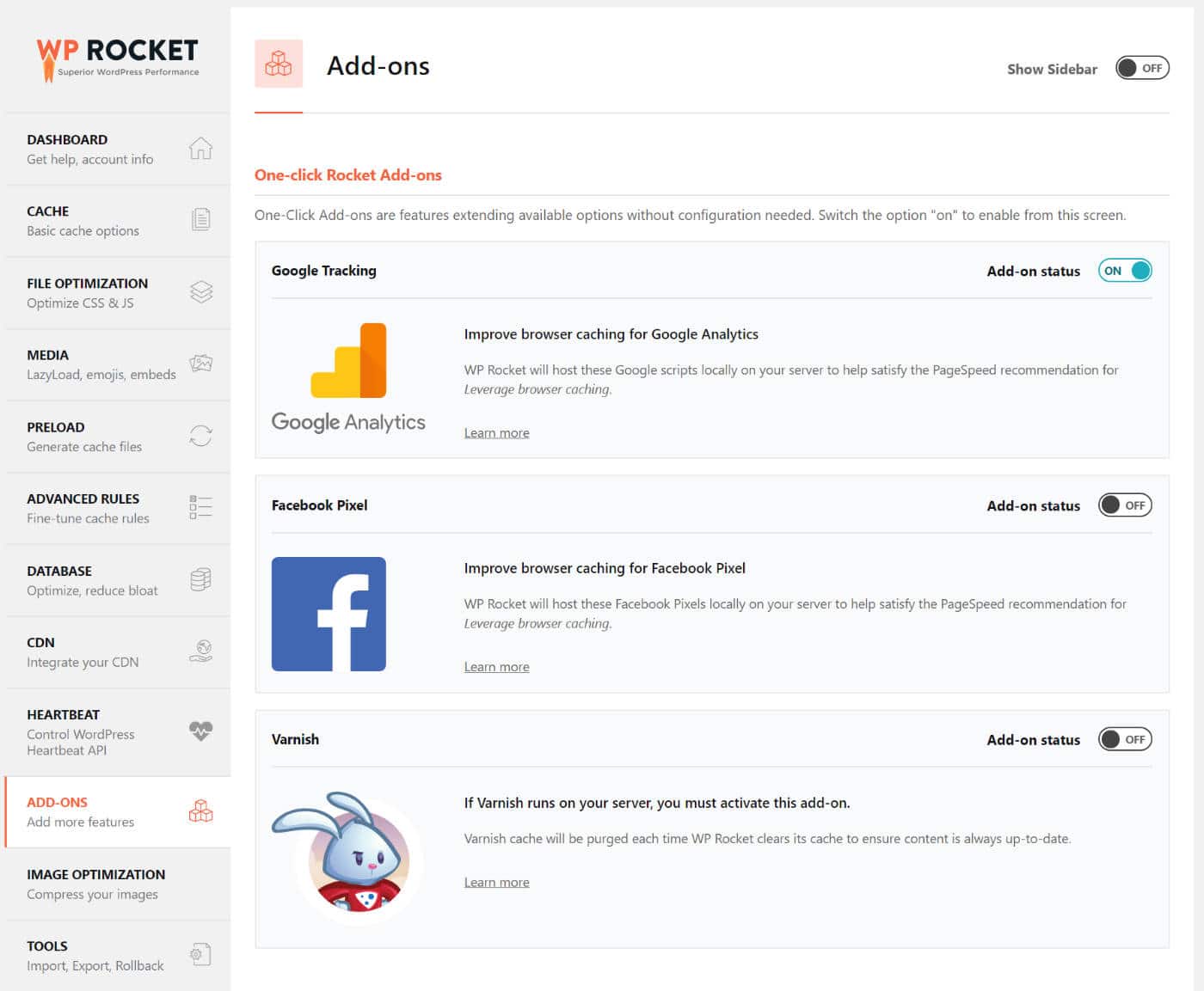 WP Rocket Updated Interface