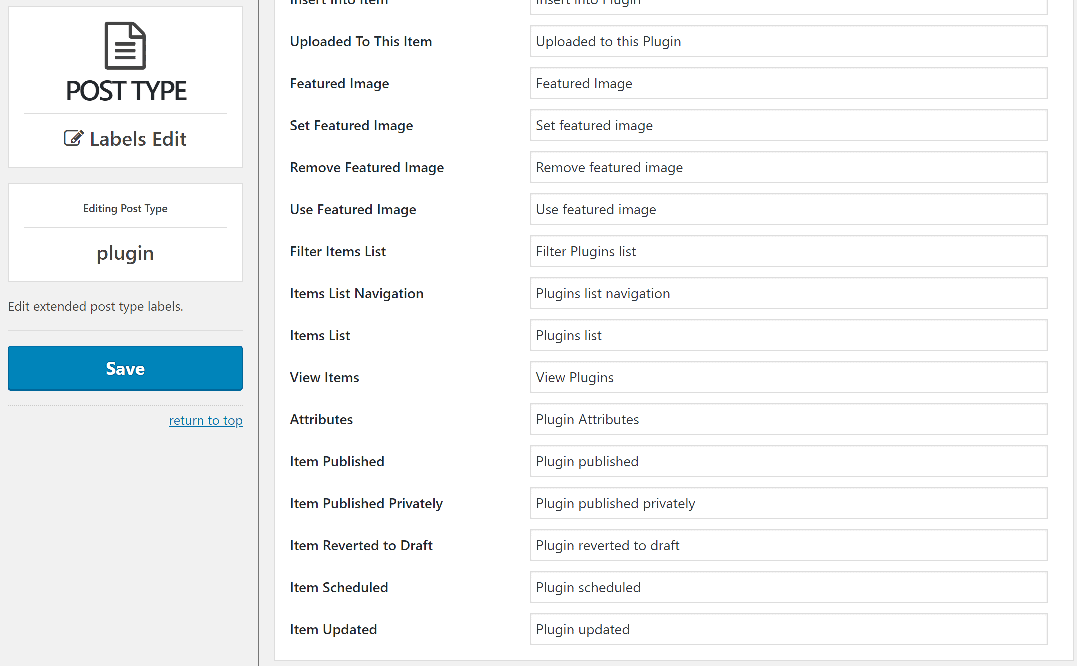 Custom Post Type Labels