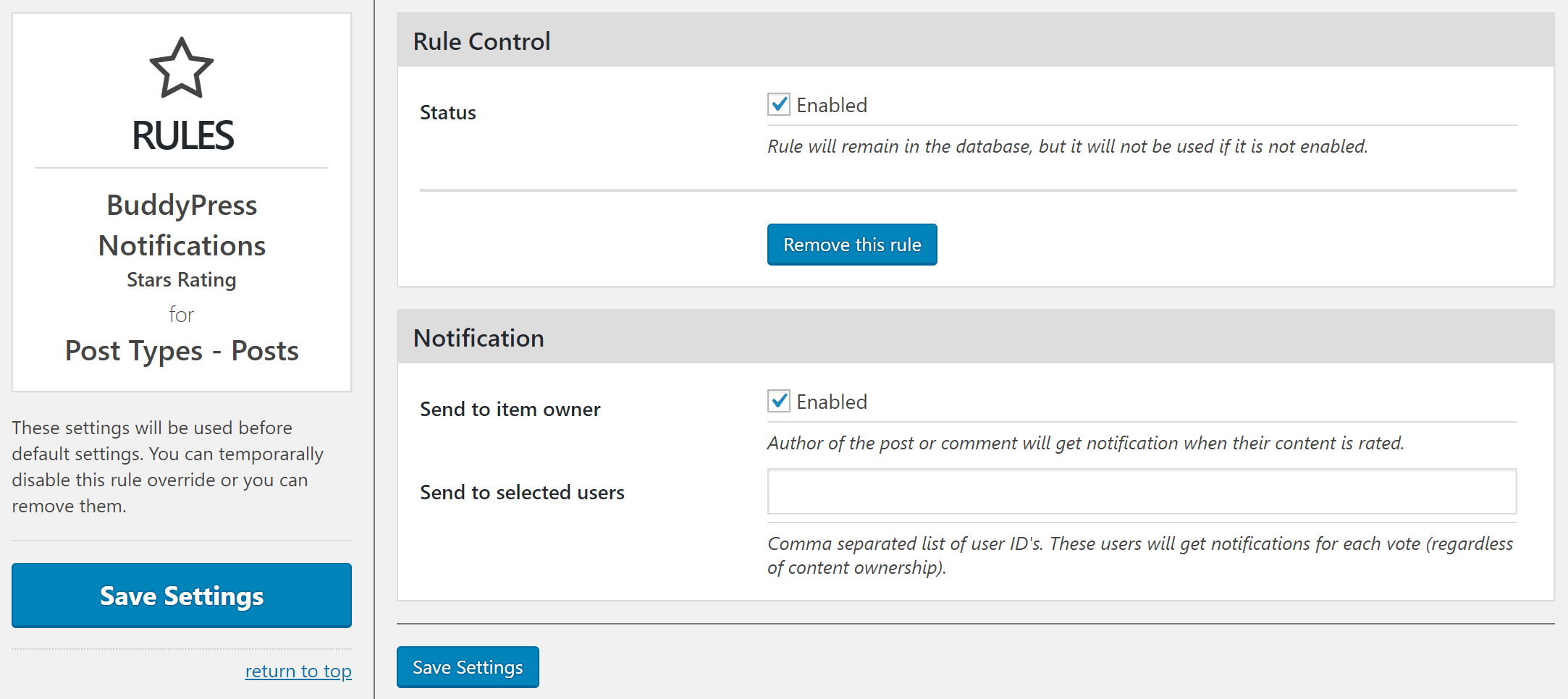 BuddyPress Notification Rule