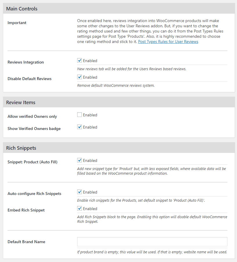 WooCommerce Settings