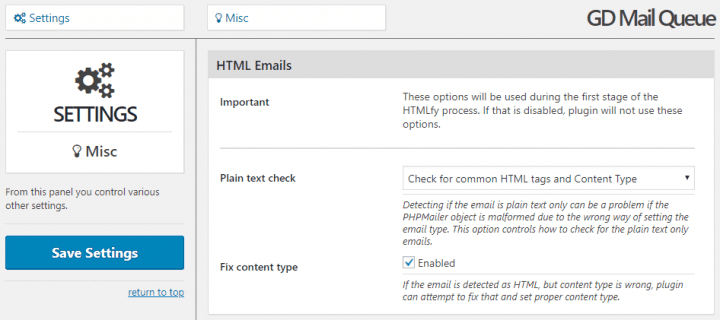 HTML related advanced settings