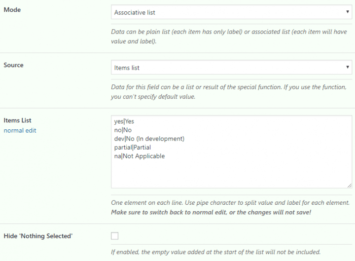 Mass edit for the select type fields