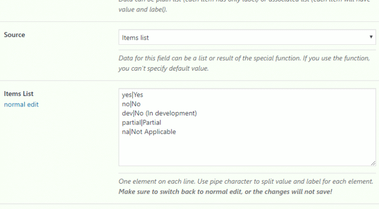 Mass edit for the select type fields