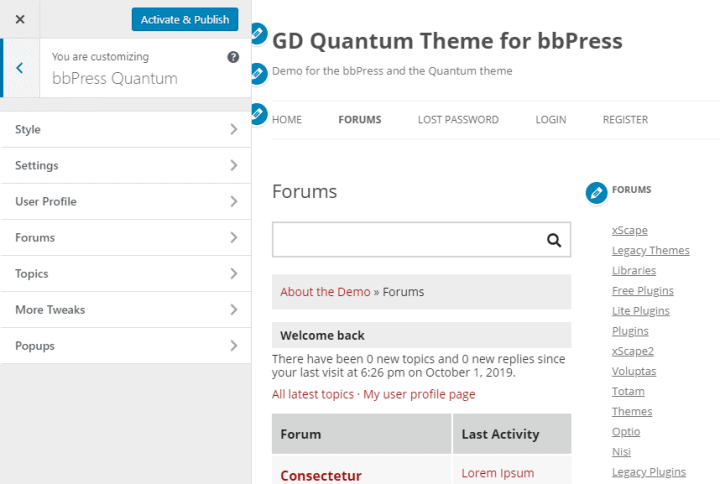 Improved Customizer Panel