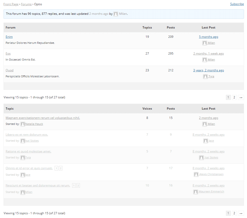 bbPress Single Forum Page