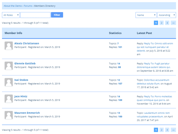 bbPress Forums Members Directory with Quantum Theme