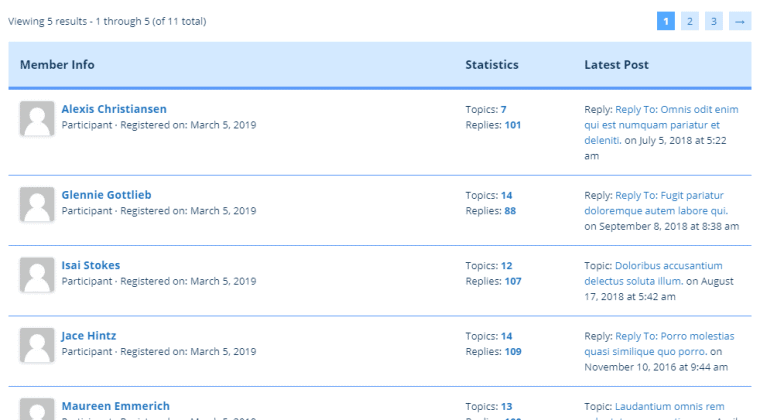 bbPress Forums Members Directory with Quantum Theme