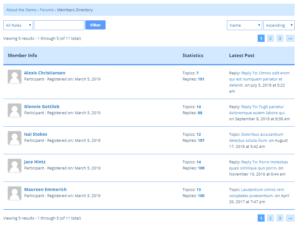 bbPress Forums Members Directory with Quantum Theme