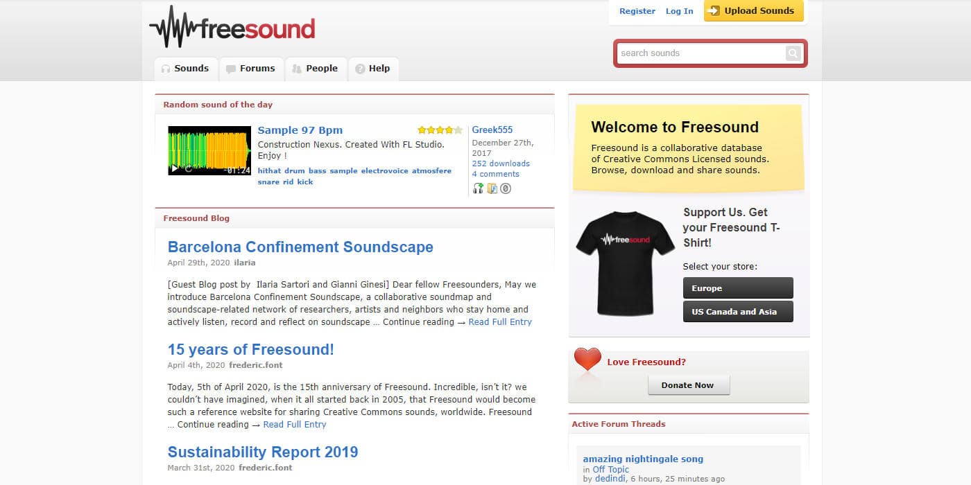 FreeSound - Website Screenshot