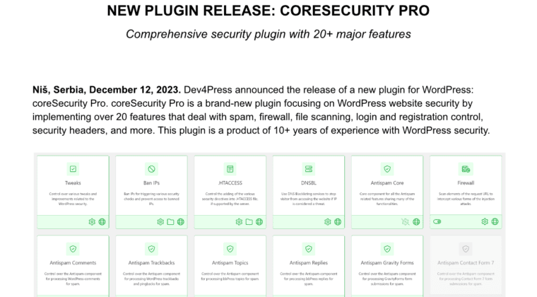 press release 2023 12 12 new plugin released coresecurity pro
