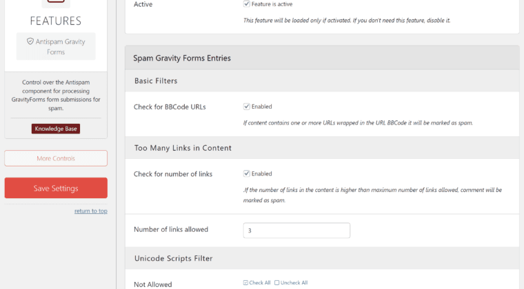 coresecurity gravity forms options