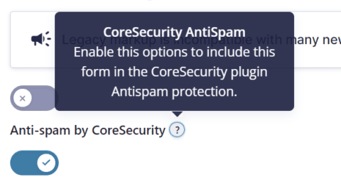 coreSecurity integration into Gravity Forms Settings