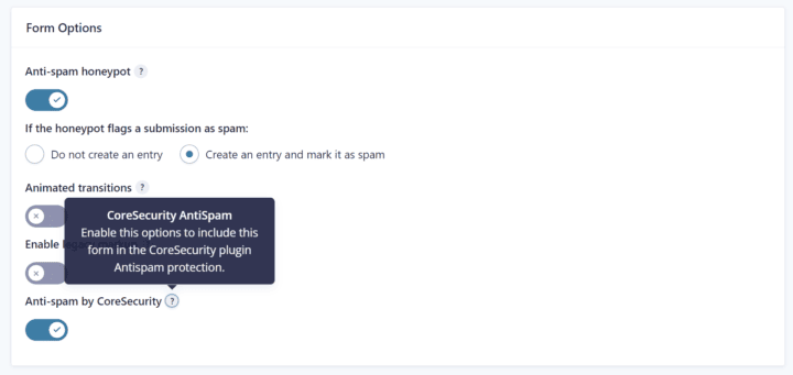 gravity forms form settings