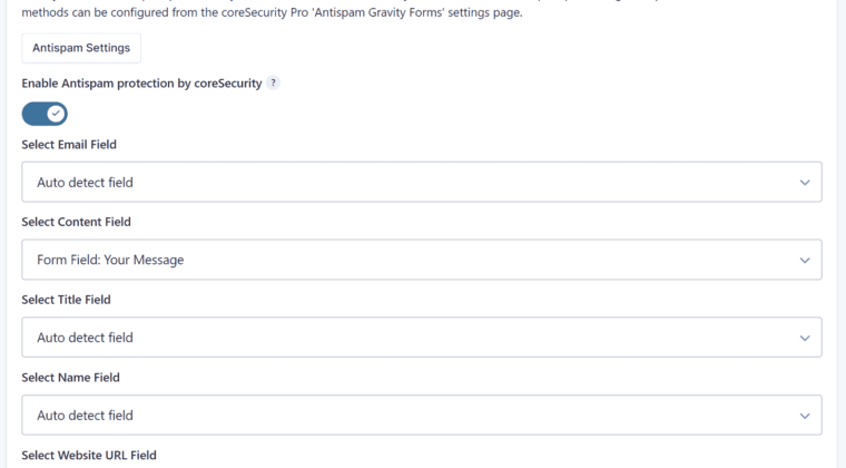 GravityForms Form Settings