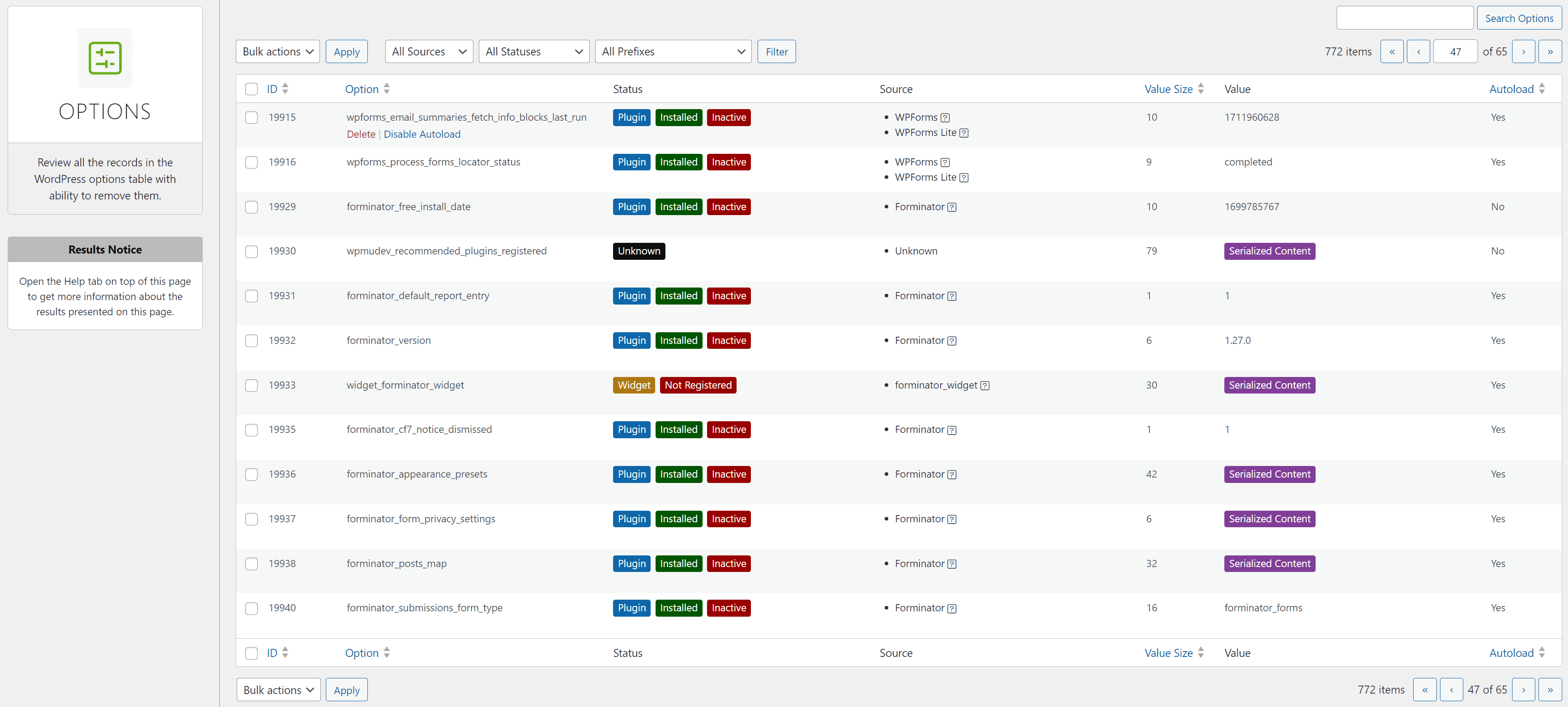New Options Management panel in Pro and Lite editions