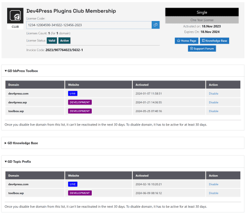 License Code Management - Dev4Press Knowledge Base