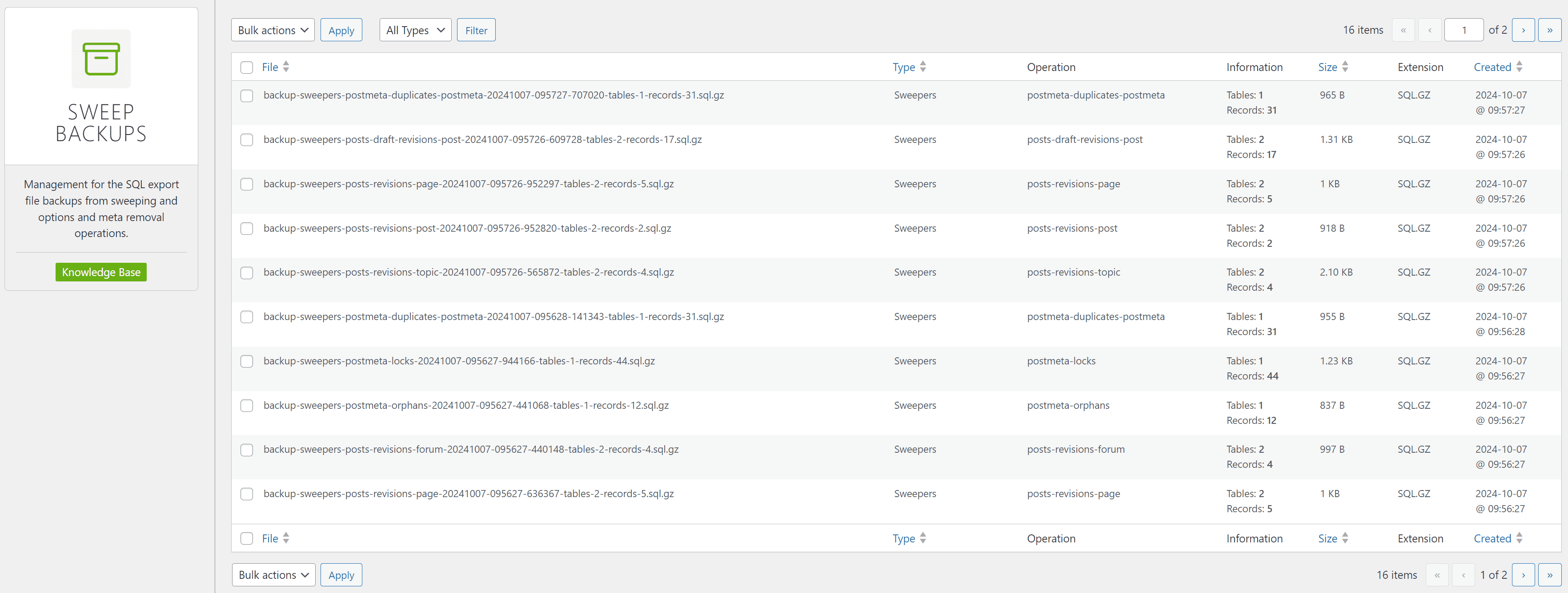 backups management