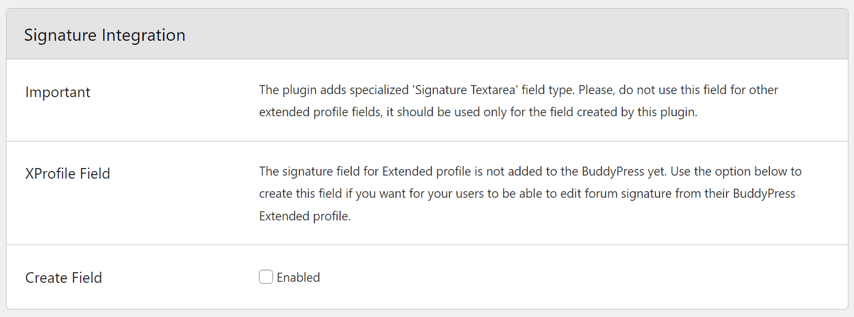 BuddyPress Signature